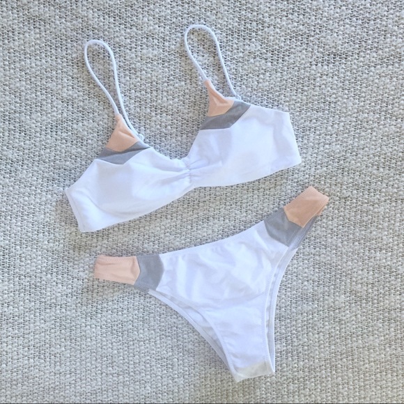 Sexy White and Pink L Space Style Bikini Swimsuit - Picture 2 of 5